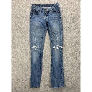 Rock & Republic R&R Denim Blue Jeans 2 Distressed Destroyed Blown-out Knee Flare